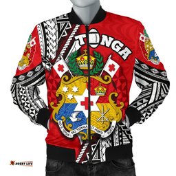 Custom Personalised Tonga Rugby Men Bomber Jacket Polynesian Style Pinwheel - Custom Text and Number