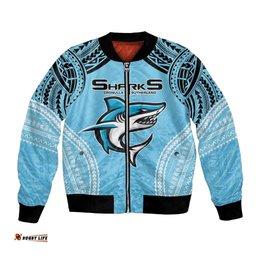 Sharks Rugby Custom Bomber Jacket With Polynesian Style