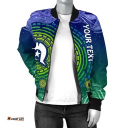 Custom Text Torres Strait Islanders Women's Bomber jacket - Aboriginal Turtle