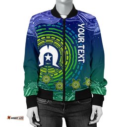 Custom Text Torres Strait Islanders Women's Bomber jacket - Aboriginal Turtle