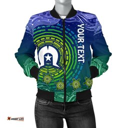 Custom Text Torres Strait Islanders Women's Bomber jacket - Aboriginal Turtle