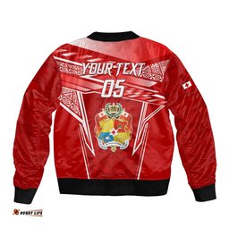 Custom Tonga Rugby Bomber Jacket Kupesi Ngatu Pattern