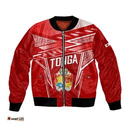 Custom Tonga Rugby Bomber Jacket Kupesi Ngatu Pattern