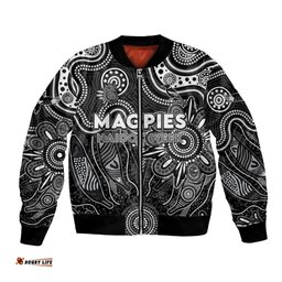 Personalised Magpies NAIDOC Week 2024 Bomber Jacket Aussie Aboriginal Art