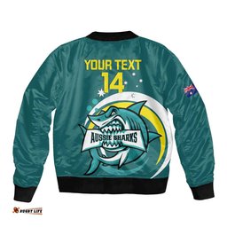 Custom Australia Water Polo 2024 Bomber Jacket Aussie Shark Sporty Version