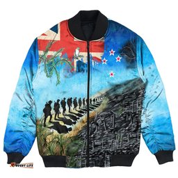 New Zealand Anzac Day Lest We Forget Bomber Jacket