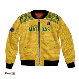 Custom Australia Matildas Bomber Jacket National Color Indigenous Art