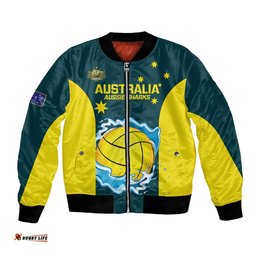 Custom Australia Water Polo 2024 Bomber Jacket Aussie Shark National Color Version
