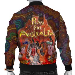 Pray For Australia Men's Bomber Jacket - Aboriginal Pattern - Love Australia