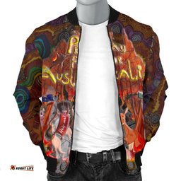Pray For Australia Men's Bomber Jacket - Aboriginal Pattern - Love Australia