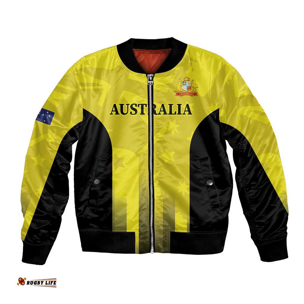 Custom Australia Cricket Bomber Jacket 2024 World Cup Go Aussie - Gold Version