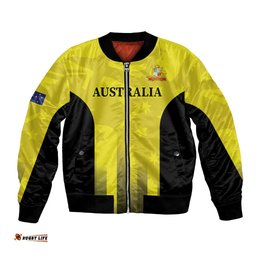 Custom Australia Cricket Bomber Jacket 2024 World Cup Go Aussie - Gold Version