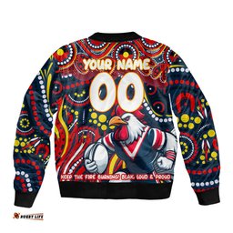 Custom Australia NAIDOC Week 2024 Bomber Jacket Sydney Roosters Mascot Keep The Fire Burning