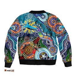 Personalised Sharks NAIDOC Week 2024 Bomber Jacket Australia Aboriginal Dot Painting