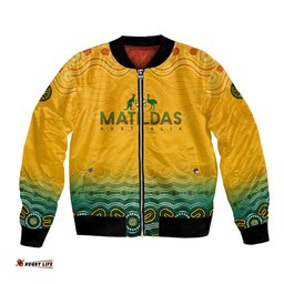 Personalised Australia Matildas Bomber Jacket Tillies Aboriginal Simple Yellow