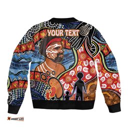 Dad and Son Footprint Father's Day Personalised Bomber Jacket Australian Aboriginal Art