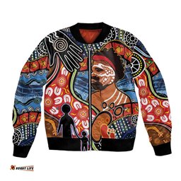 Dad and Son Footprint Father's Day Personalised Bomber Jacket Australian Aboriginal Art