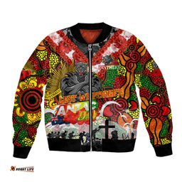 Personalised Panthers ANZAC Day Bomber Jacket Aboriginal Rising Sun