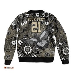 Custom Magpies NAIDOC Week 2024 Bomber Jacket Fire Burning Aboriginal Dots Art