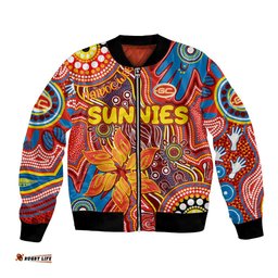 Personalised NAIDOC Week 2024 Gold Coast Suns Bomber Jacket Australian Aboriginal Hand Painting