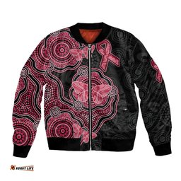 Australia Indigenous Mother's Day Bomber Jacket Aboriginal Breast Cancer Ribbon
