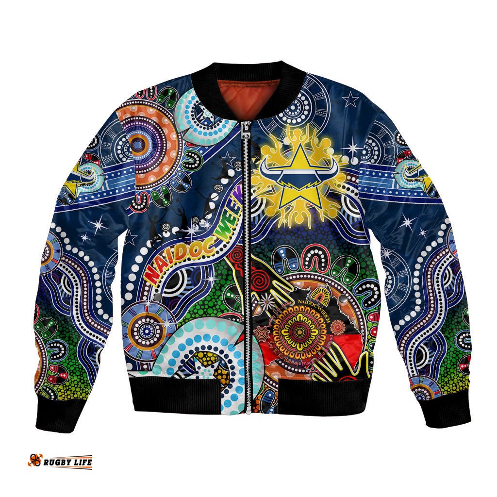 Personalised Cowboys NAIDOC Week 2024 Bomber Jacket Australia Aboriginal Dot Painting