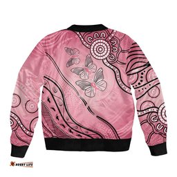 Pink Aboriginal Butterfly Ribbon Cancer Bomber Jacket