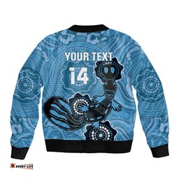 Custom NSW Blues Rugby Bomber Jacket 2024 Platypus Mix Aboriginal Art
