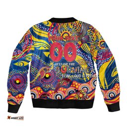 Custom NAIDOC Week 2024 Crows Bomber Jacket Aboriginal Animals Keep The Fire Burning