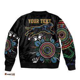 Personalised Panthers Aboriginal Dot Bomber Jacket Go the Mighty Panthers