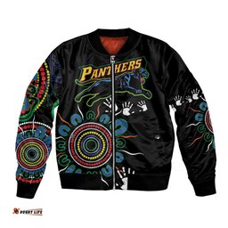 Personalised Panthers Aboriginal Dot Bomber Jacket Go the Mighty Panthers