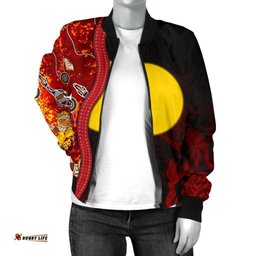 Aboriginal Women's Bomber Jacket - Red Indigenous Flag