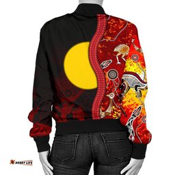 Aboriginal Women's Bomber Jacket - Red Indigenous Flag