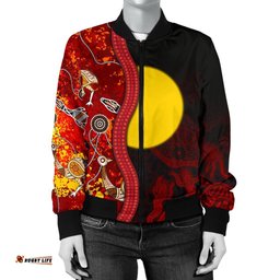 Aboriginal Women's Bomber Jacket - Red Indigenous Flag