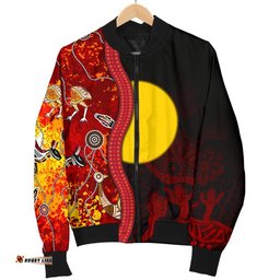 Aboriginal Women's Bomber Jacket - Red Indigenous Flag
