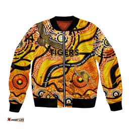 Custom NAIDOC Week 2024 Tiger Bomber Jacket Aboriginal Animals Keep The Fire Burning