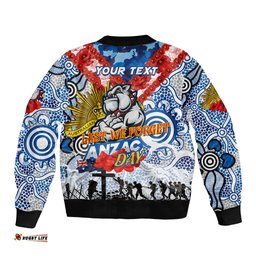 Personalised Bulldogs ANZAC Day Bomber Jacket Aboriginal Rising Sun