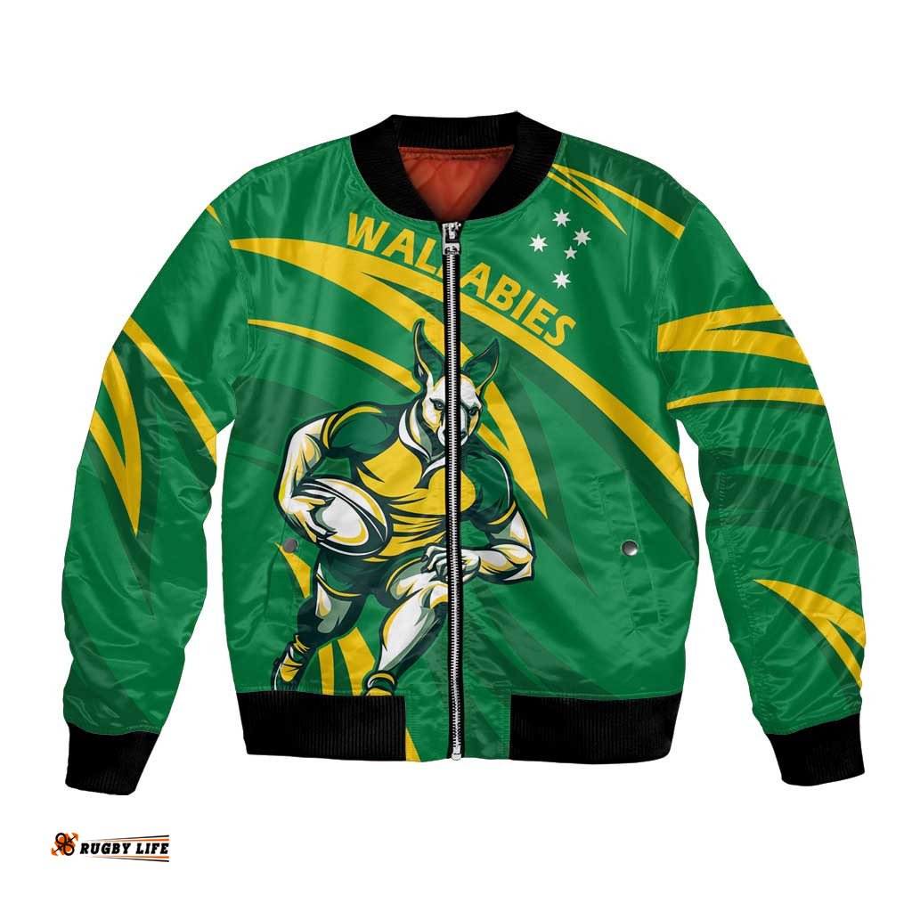 Personalized Australia Rugby Champion Bomber Jacket Wallabies Mascot with Sporty Style