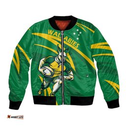 Personalized Australia Rugby Champion Bomber Jacket Wallabies Mascot with Sporty Style