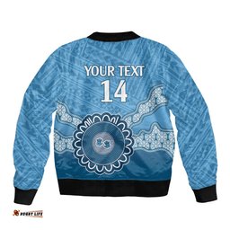 Custom NSW Blues Rugby Bomber Jacket Aussie Aboriginal Mix Polynesian Pattern