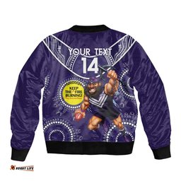 Custom AFL Dockers NAIDOC Week Bomber Jacket Keep The Fire Burning Indigenous Art
