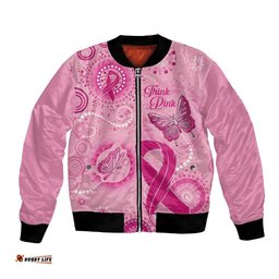 Personalised Australia Indigenous Bomber Jacket Breast Cancer Ribbon Think Pink - Pink Version