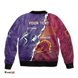 Personalised Broncos And Storm Rugby Bomber Jacket Sporty Version