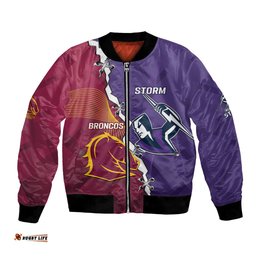 Personalised Broncos And Storm Rugby Bomber Jacket Sporty Version