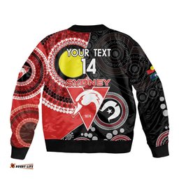 Custom AFL Swans NAIDOC Week Bomber Jacket Keep The Fire Burning Indigenous Art