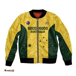 Custom Australia Socceroos Bomber Jacket Go Aussie Marble Pattern Sporty Style