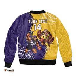 Custom Dockers And Hawks Football Bomber Jacket Aboriginal Mix Polynesian Pattern