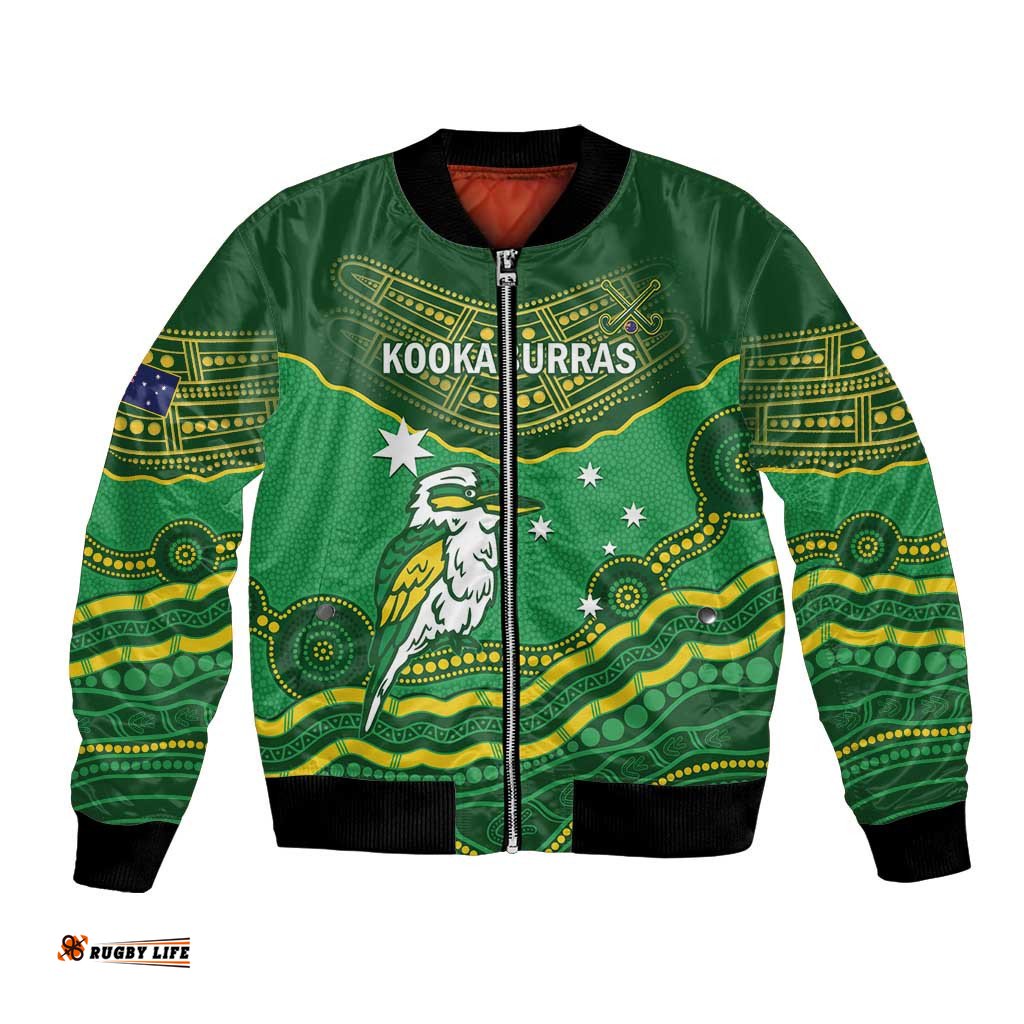 Custom Australia Kookaburras Bomber Jacket Indigenous Art