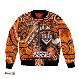 Custom Australia NAIDOC Week 2024 Bomber Jacket Wests Tigers Mascot Keep The Fire Burning