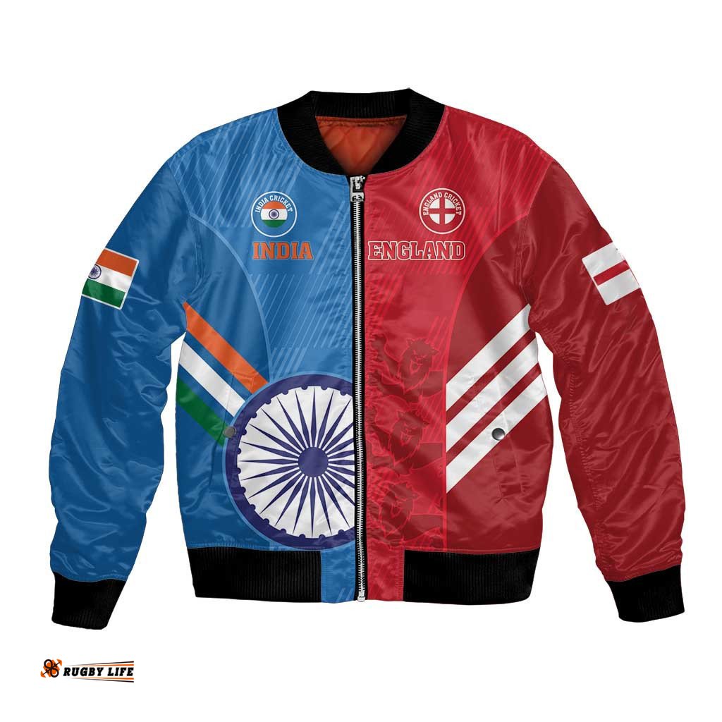 Custom India And England Cricket Bomber Jacket 2024 Together Dynamic Version